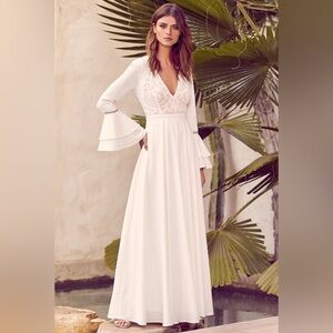 Lulu’s Plunge Neck Boho Maxi Dress